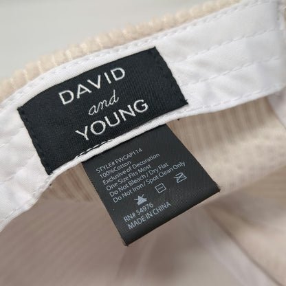 David and Young Baseball Cap Beige One Size Corduroy Cotton Slideback Hat Solid