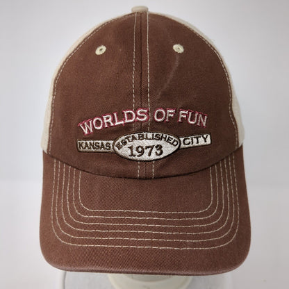 Worlds of Fun Kansas City Adult Strapback Hat Brown OS Adjustable Mesh Back