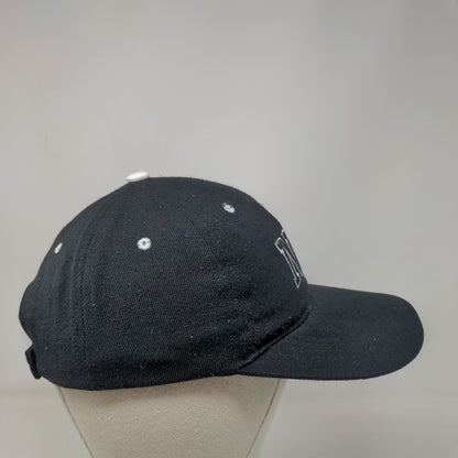 NY Strapback Hat Black One Size Adjustable Embroidered Solid 6 Panel