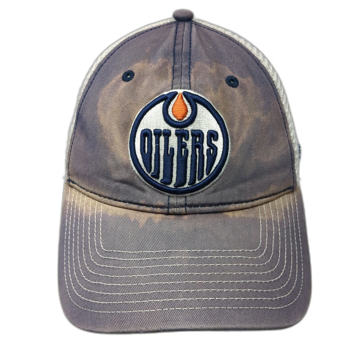 Edmonton Oilers NHL Fanatics Trucker Hat Blue White One Size Snapback Mesh Back