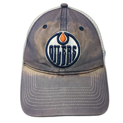 Edmonton Oilers NHL Fanatics Trucker Hat Blue White One Size Snapback Mesh Back