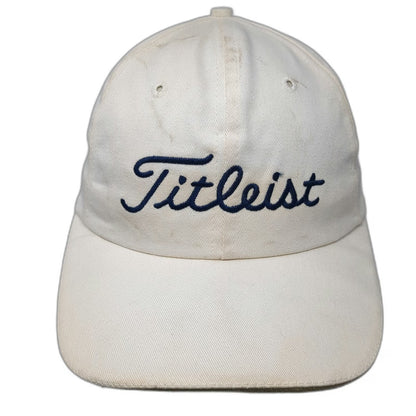 Titleist Baseball Cap White One Size Script Logo Navy Underbrim Hat Made in USA