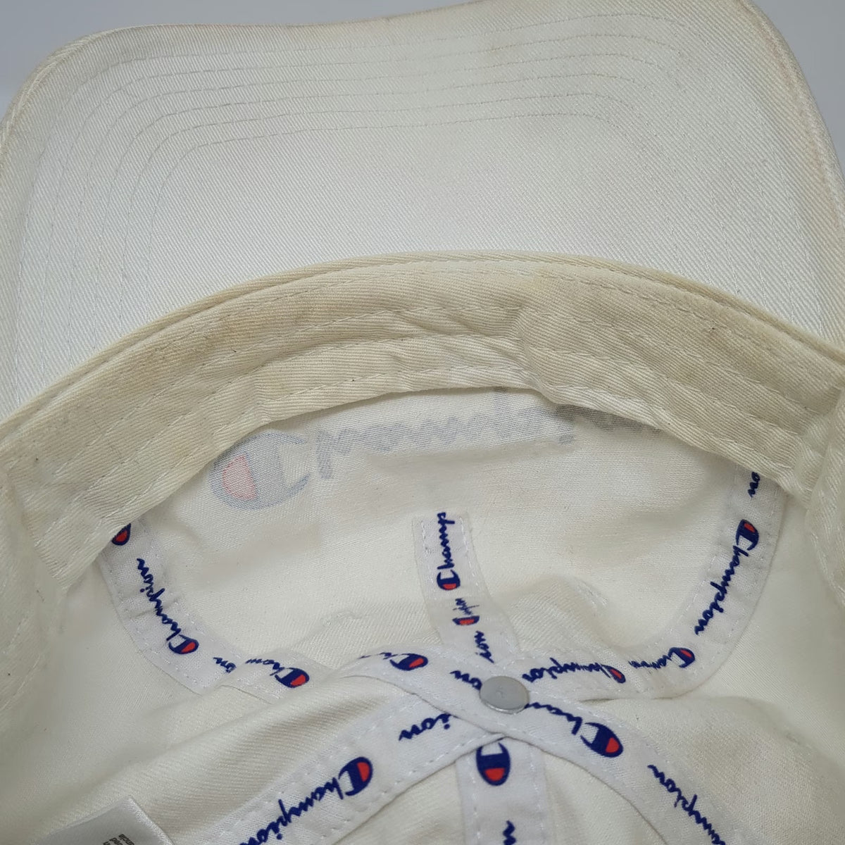 Champion 5 Panel White Hat One Size Strapback 100% Cotton Embroidered Logo