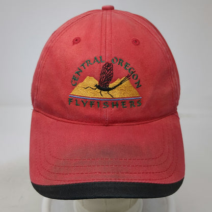 Fahrenheit Baseball Cap Red One Size Central Oregon Flyfishers Logo Cotton Hat