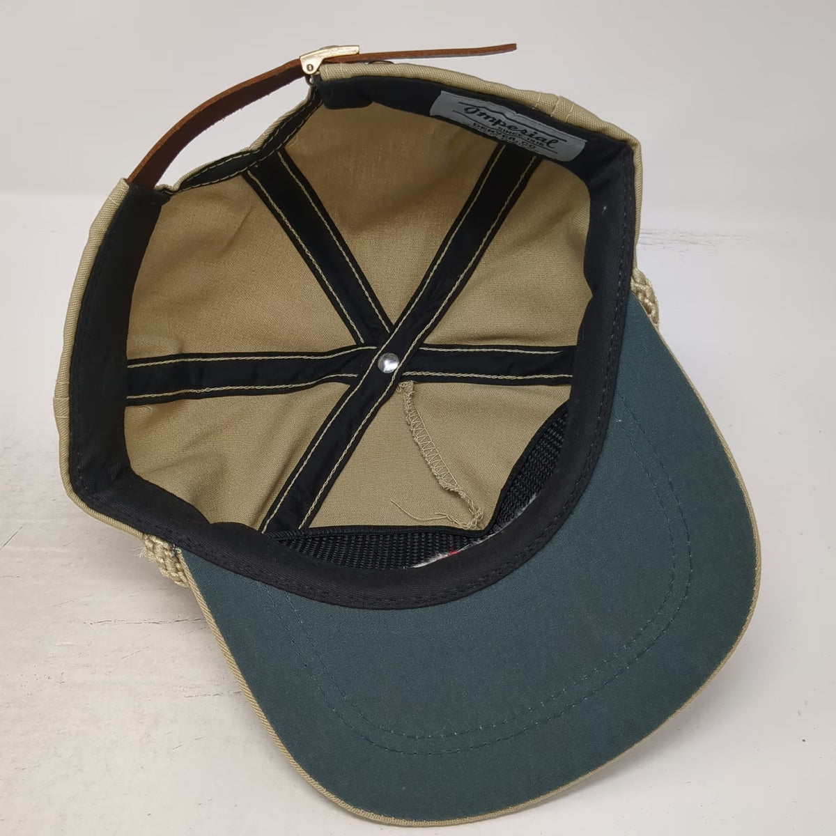 Imperial 5 Panel Beige Hat One Size Farm Bureau Insurance Rope Slideback