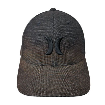 Hurley Fitted Hat Black L/XL Flexfit Embroidered Vented Holes 6 Panel Yupoong