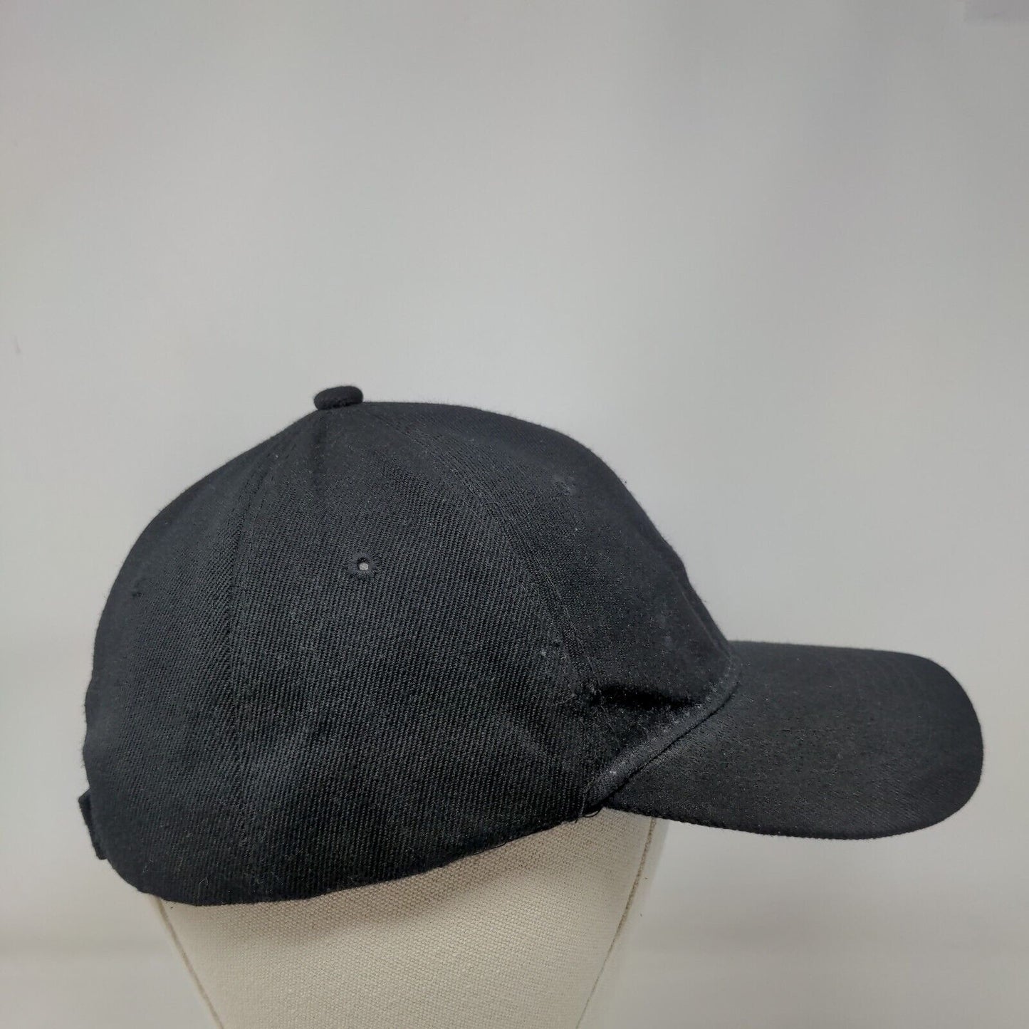 Unbranded Strapback Hat Black One Size Adjustable Vented Holes 6 Panel Blank