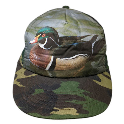 I/D/E/A inc. Trucker Hat Green Brown One Size Wood Duck Hunting Camo Graphic USA