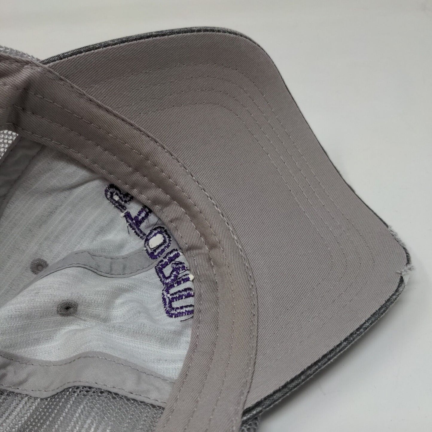 Unbranded Men's Strapback Meshback Hat Gray Embroidered Storm Logo Cotton Blend