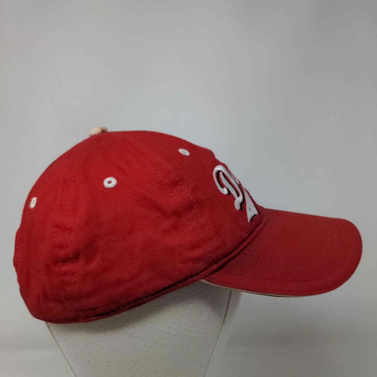 Dad's Team Strapback Hat Red One Size Embroidered Sherry 6 Panel