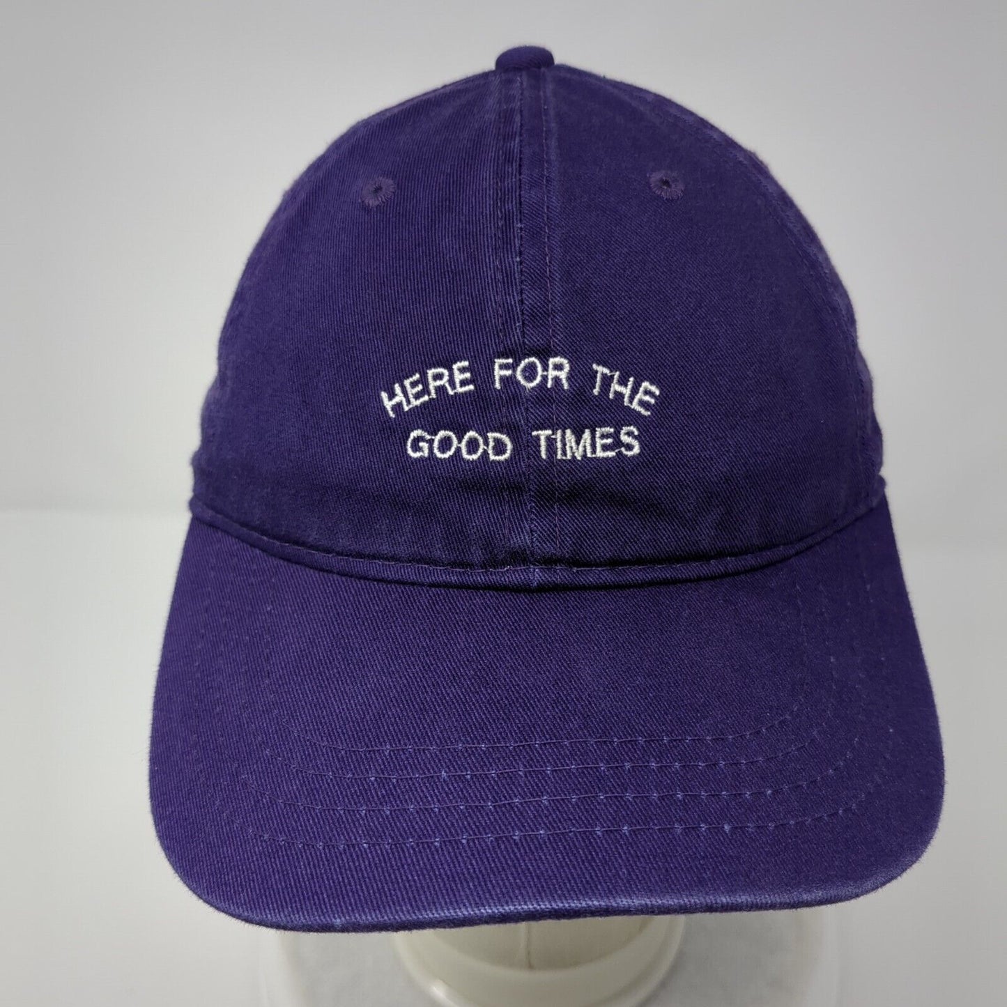 Here For The Good Times Slideback Hat Purple OSFM Adjustable Embroidered OC