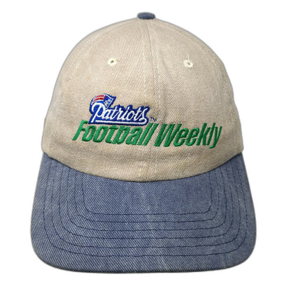 Twins Enterprise NFL Baseball Hat Beige Blue Patriots Football Weekly Vintage