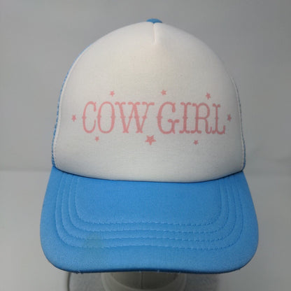 Cowgirl Snapback Mesh Back Trucker Hat Blue OSFA Adjustable Colorblock