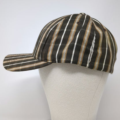 Hurley Baseball Cap Brown Gold White One Size Striped Flexfit Logo Fitted Hat