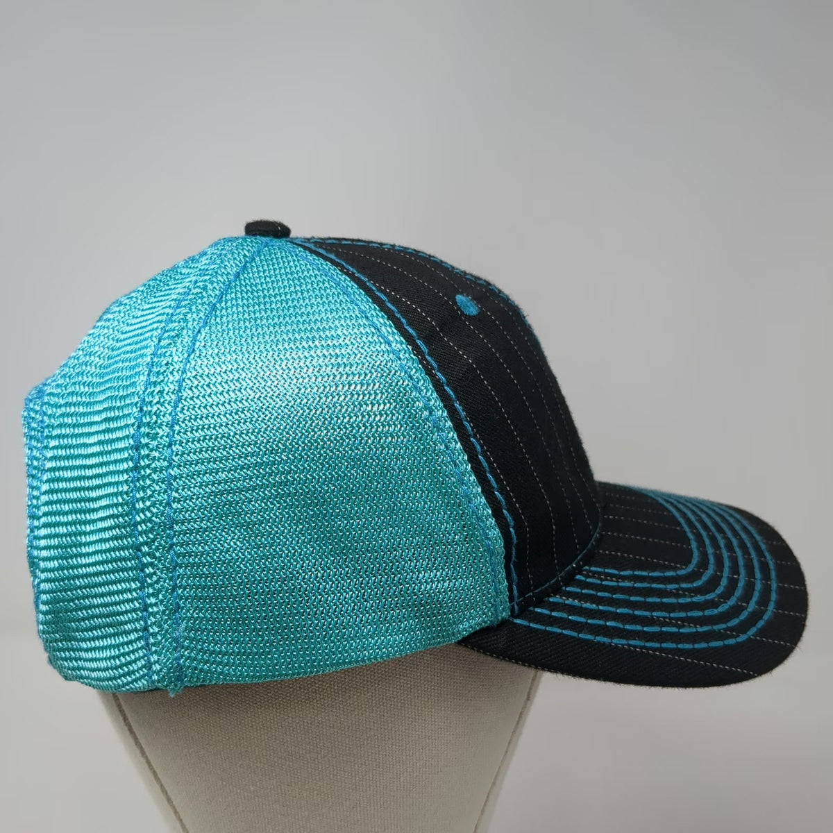 Ariat Trucker Hat Black Blue One Size Pinstripe Mesh Snapback Logo Western Sewn