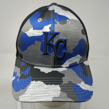 New Era Kansas City Royals MLB Baseball Cap Blue Black Camo Hat L Mesh 39THIRTY