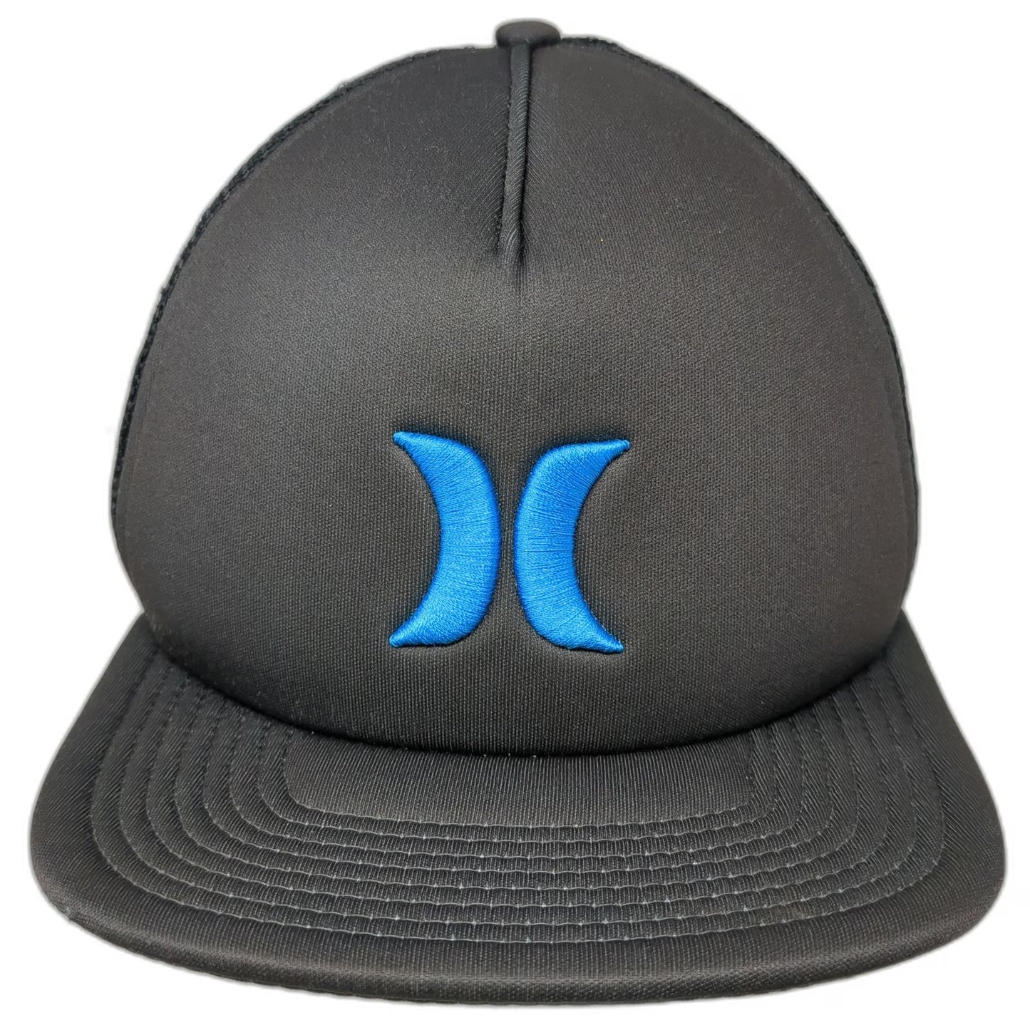 Hurley Trucker Hat Gray Blue One Size Mesh Foam Front Snapback Flat Brim Logo