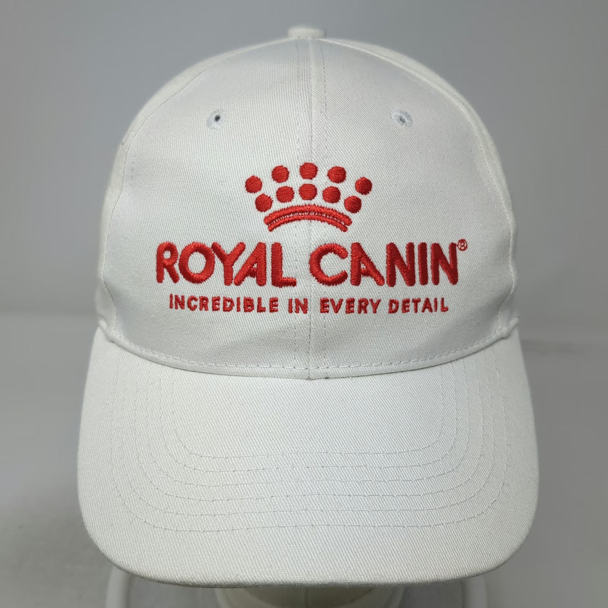 Royal Canin Baseball Cap White Red One Size Adjustable Embroidered Logo Hat
