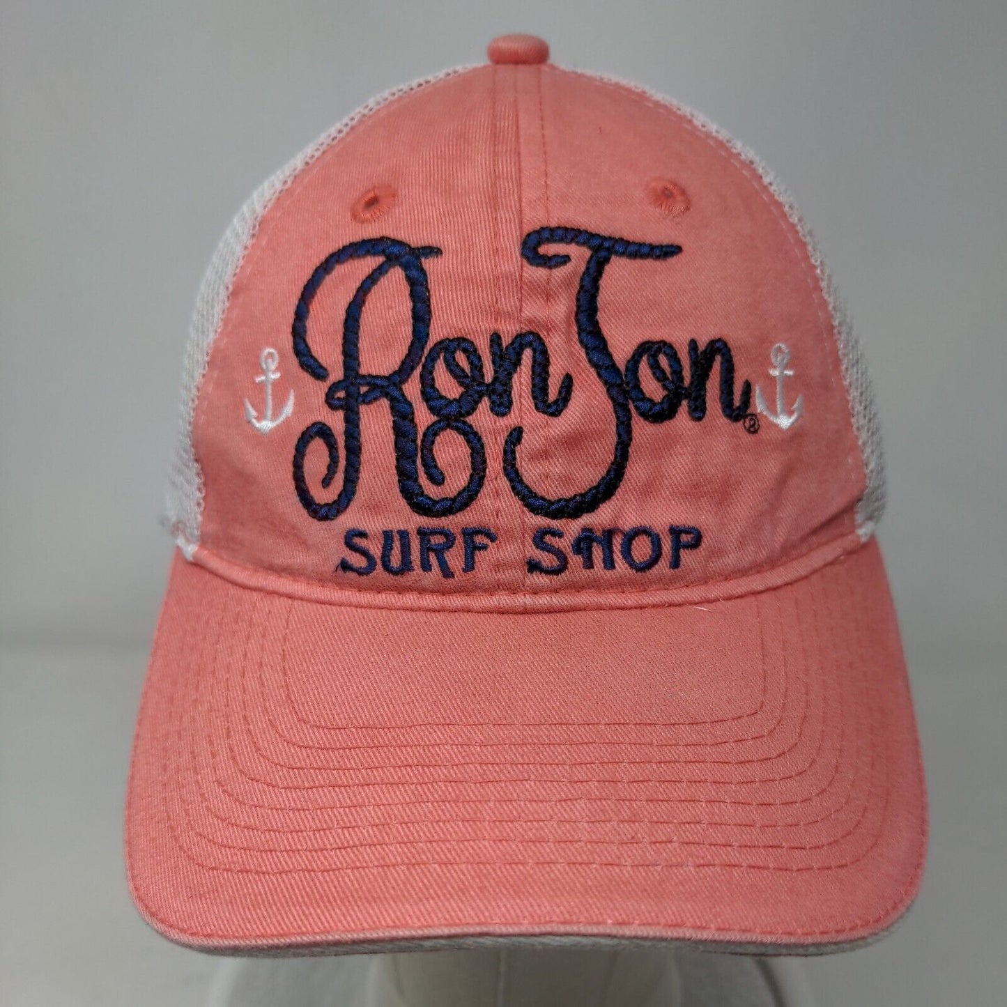 Ron Jon Surf Shop Strapback Mesh Back Trucker Hat Pink OSFA Embroidered