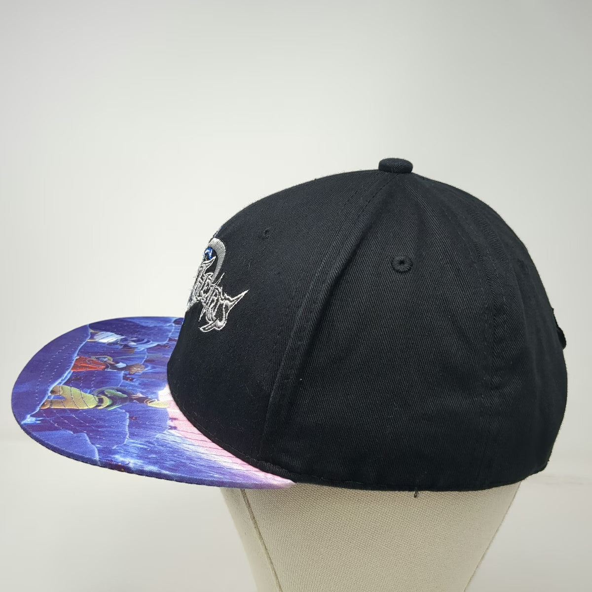 Disney Kingdom Hearts Snapback Black One Size Sora Donald Goofy Underbrim Hat