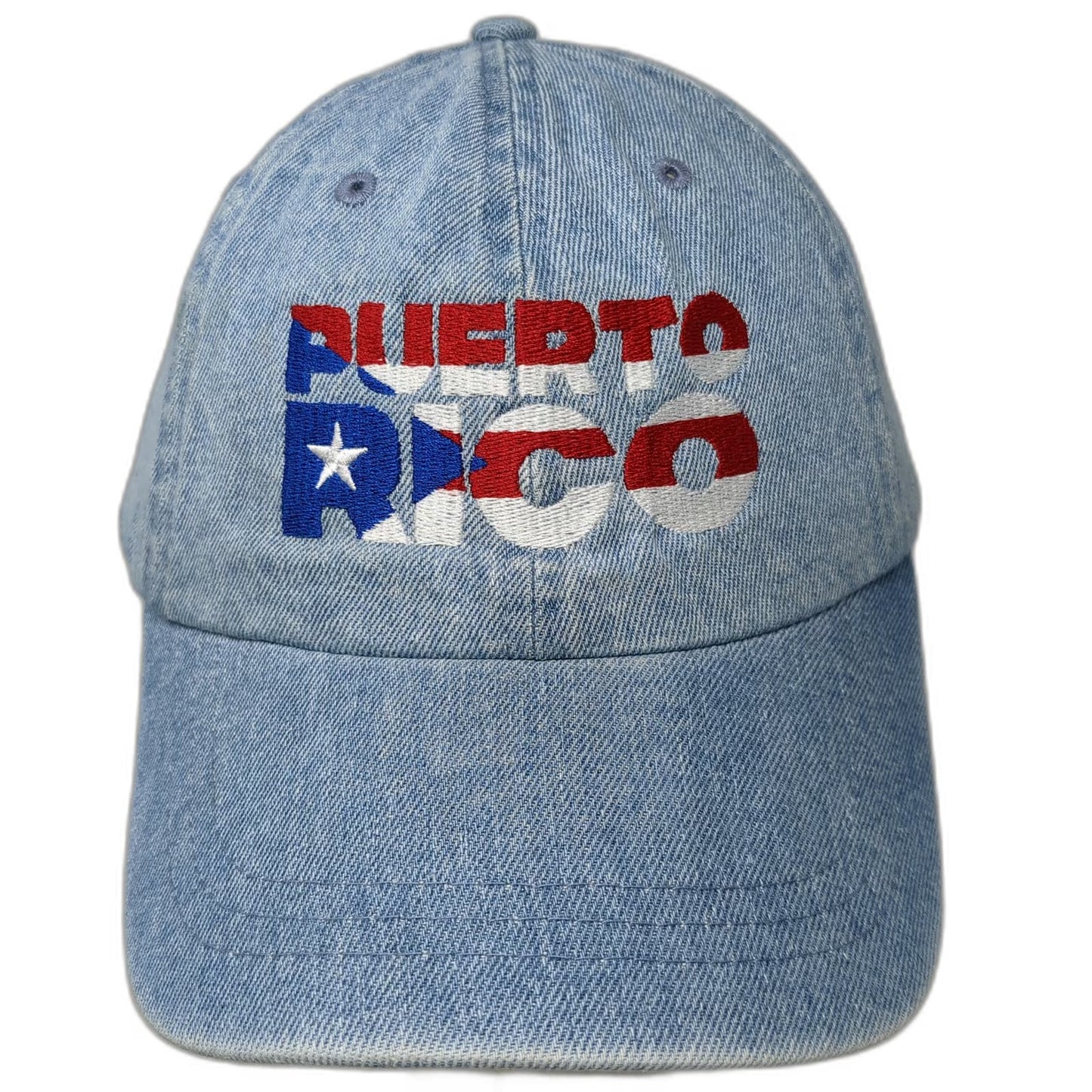 Headgear Puerto Rico Flag Blue Baseball Cap One Size Hat Slideback Denim Strap