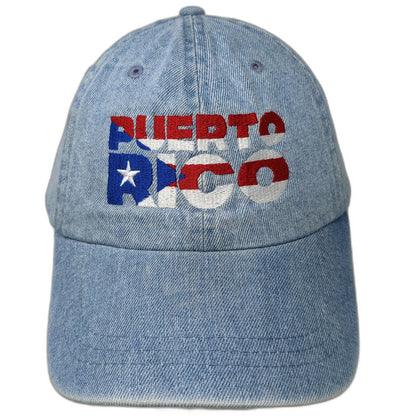 Headgear Puerto Rico Flag Blue Baseball Cap One Size Hat Slideback Denim Strap