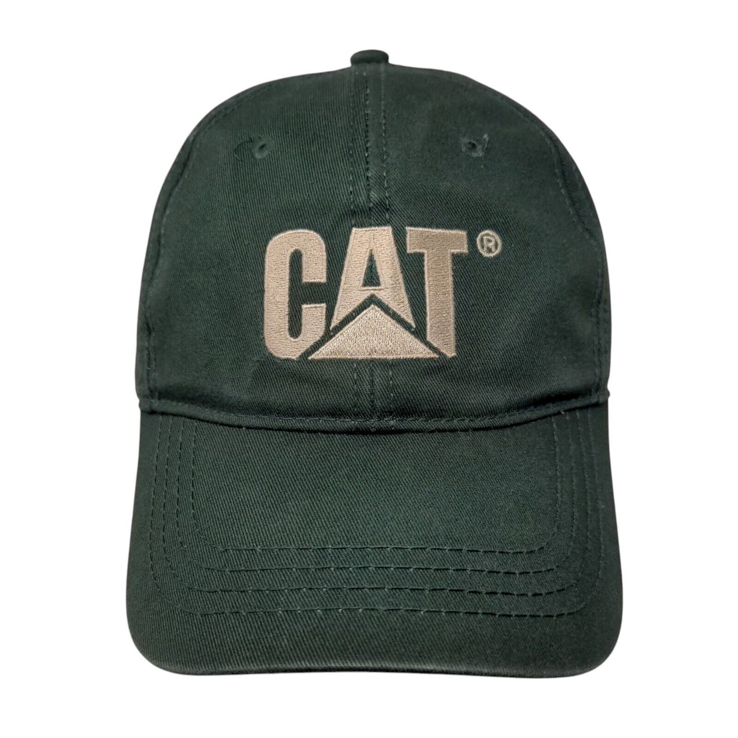 CAT Slideback Hat Green One Size Adjustable Embroidered Vented Holes Cotton