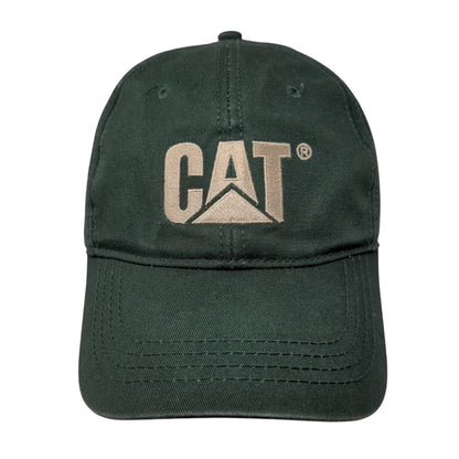 CAT Slideback Hat Green One Size Adjustable Embroidered Vented Holes Cotton