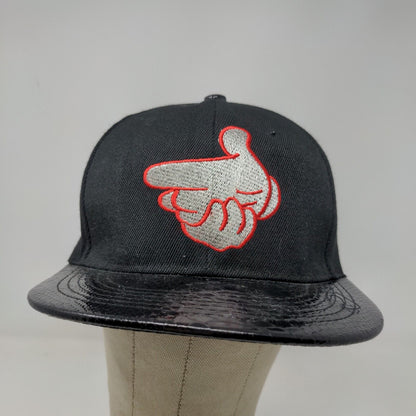 New League Men's Snapback Hat Black OSFA Embroidered Finger Guns Logo