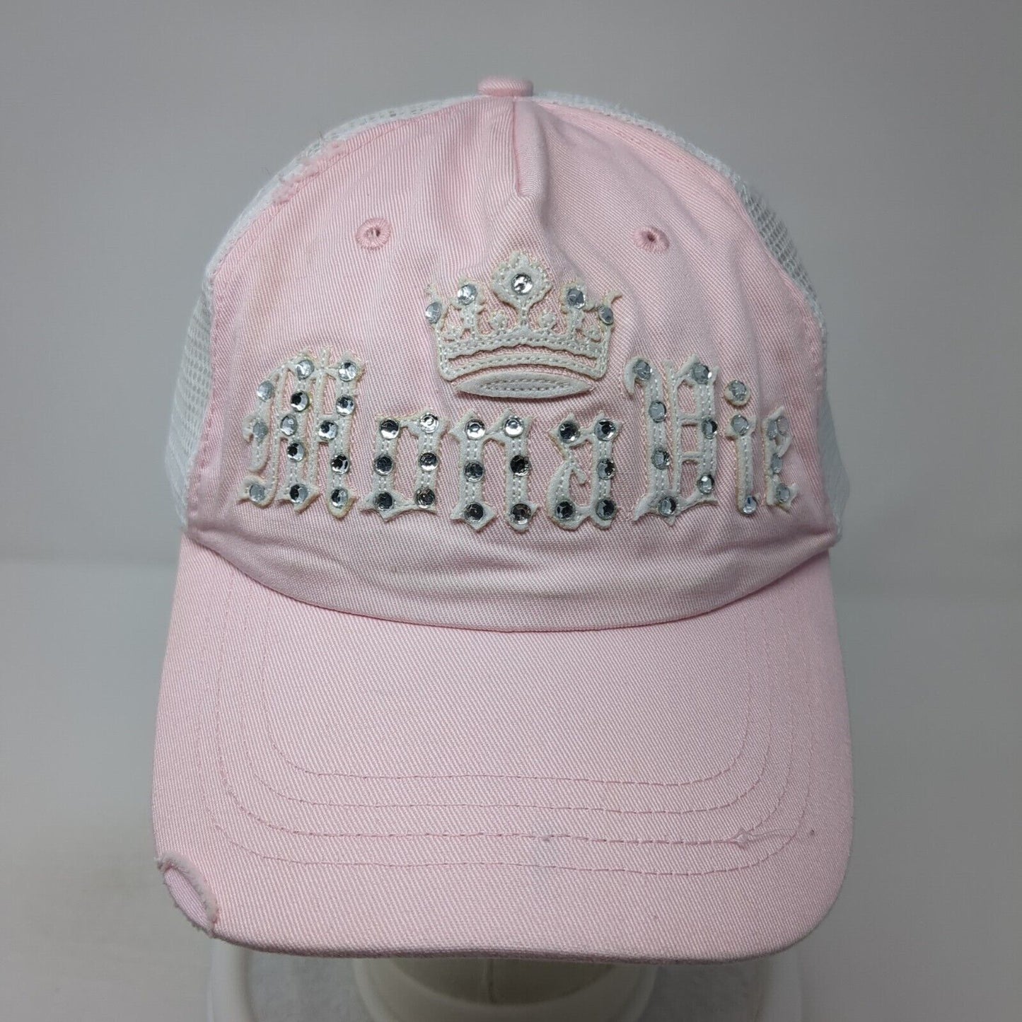 Unbranded Snapback Trucker Hat Pink One Size Mesh Back Crown Rhinestone