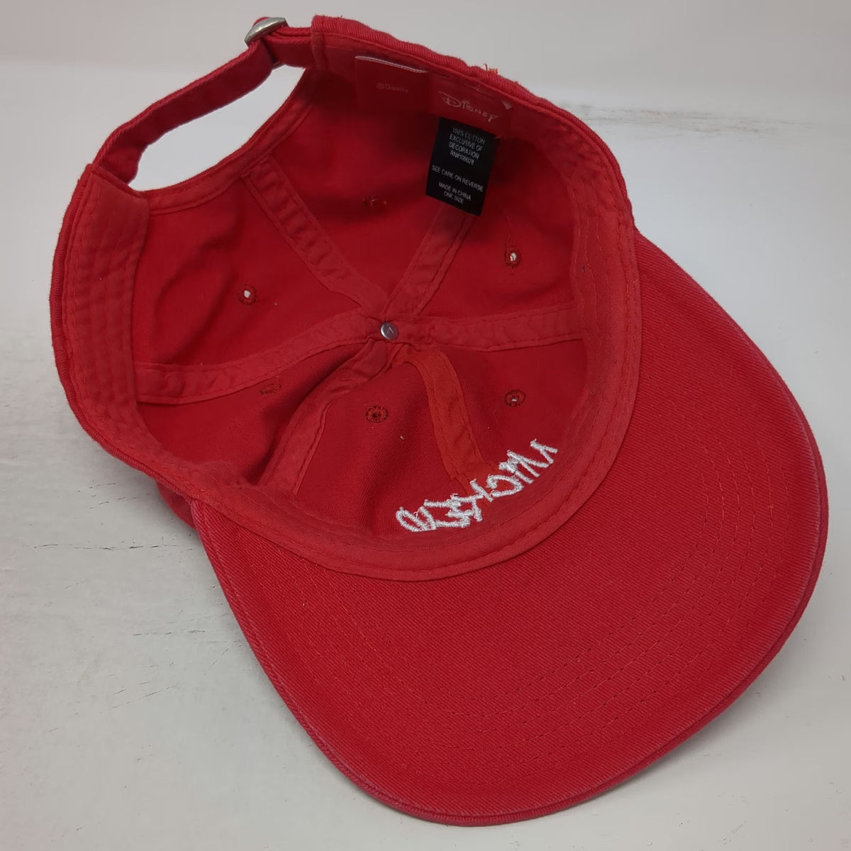 Disney Baseball Cap Red OSFM Mickey Embroidered Adjustable Cotton Slideback Hat