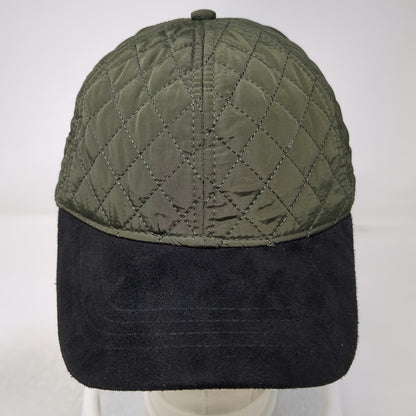 Green Black Baseball Cap One Size Quilted Polyester Suede Brim Strapback Hat
