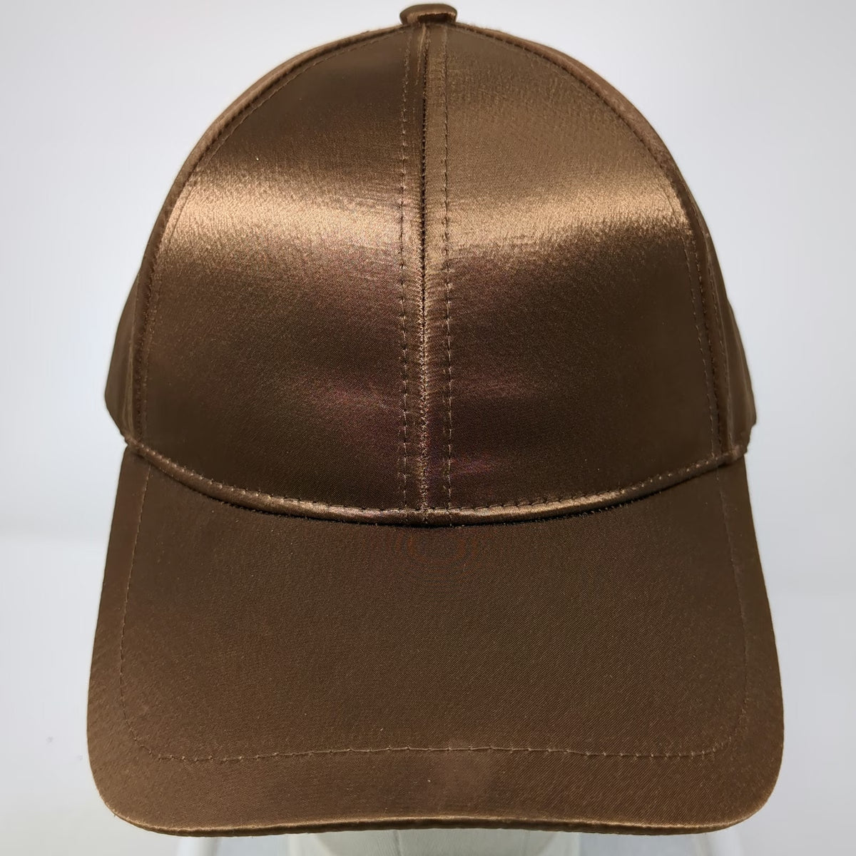 WYETH Brown Baseball Cap One Size Adjustable Satin Shiny Polyester Hat