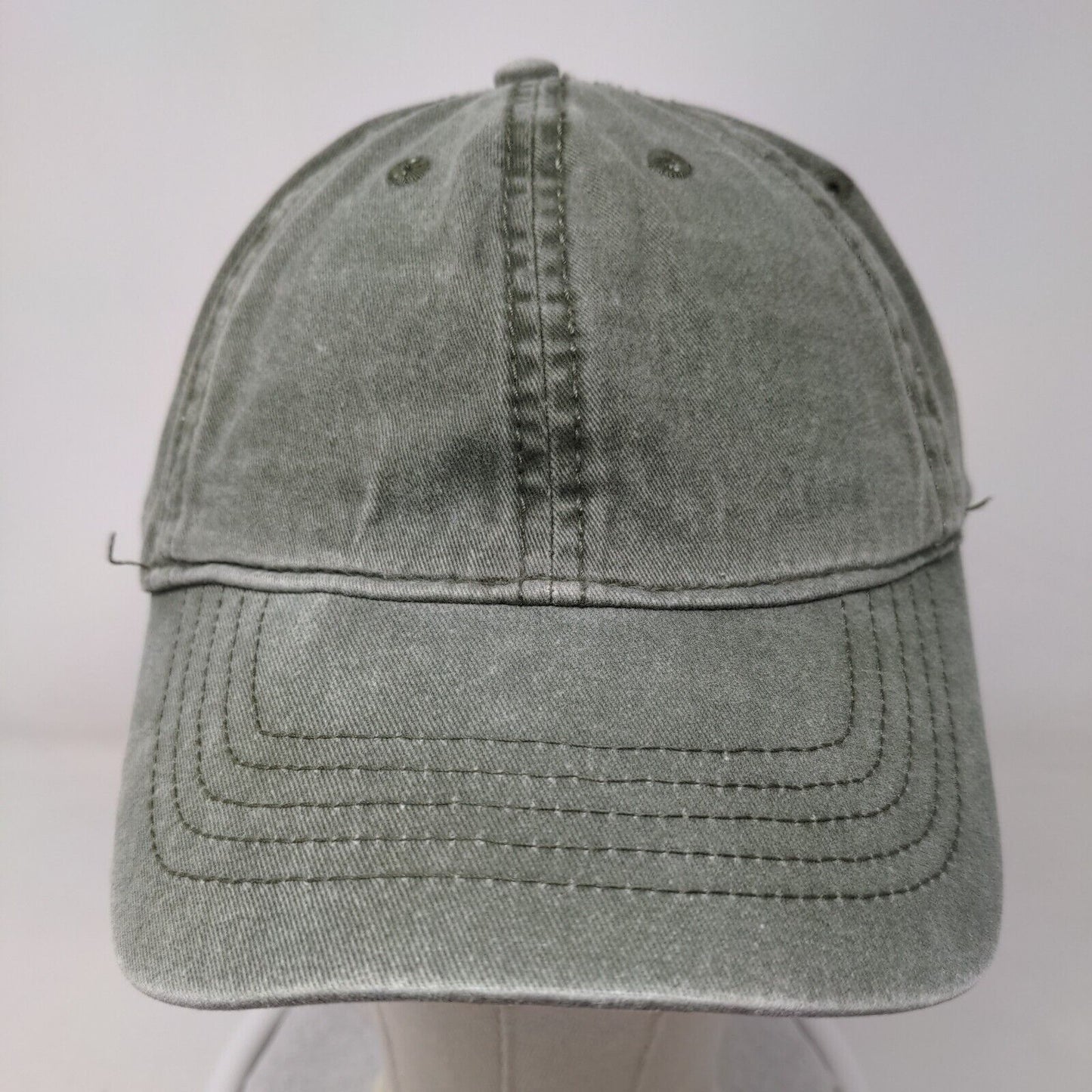 Unbranded Slideback Hat Green OSFM Adjustable Vented Holes 6 Panel Blank