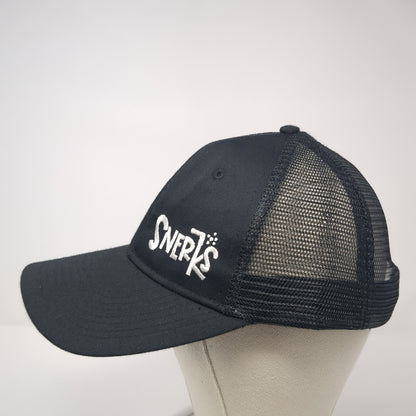 Snerks Snapback Trucker Hat Black One Size Adjustable Embroidered Mesh Back