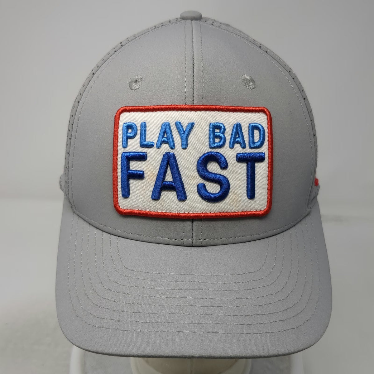 GHOST Trucker Hat Gray One Size Play Bad Fast Patch Perforated Golf Snapback Cap