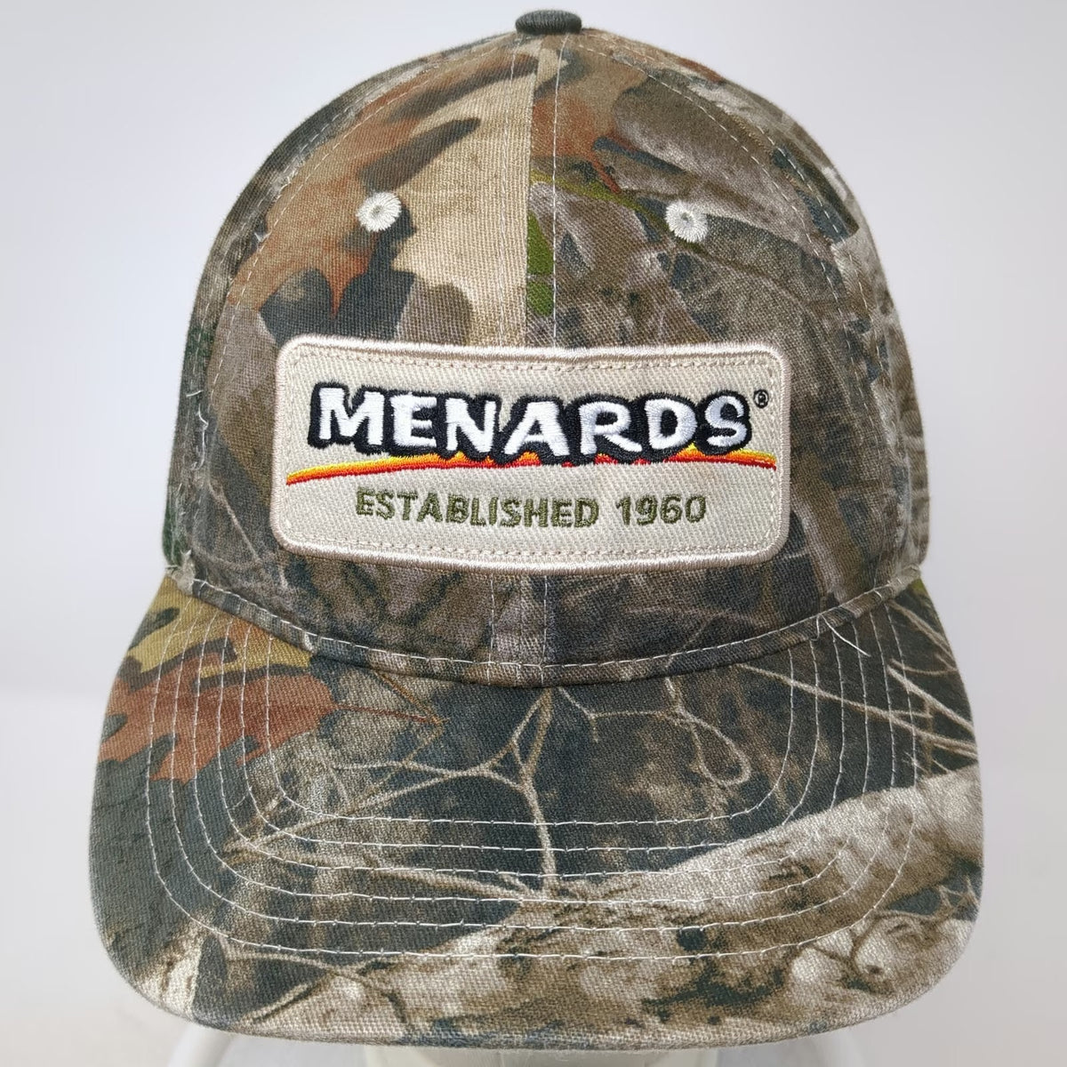 Menards Baseball Cap Green One Size Camo Logo Patch Strapback Hat 1960 Store