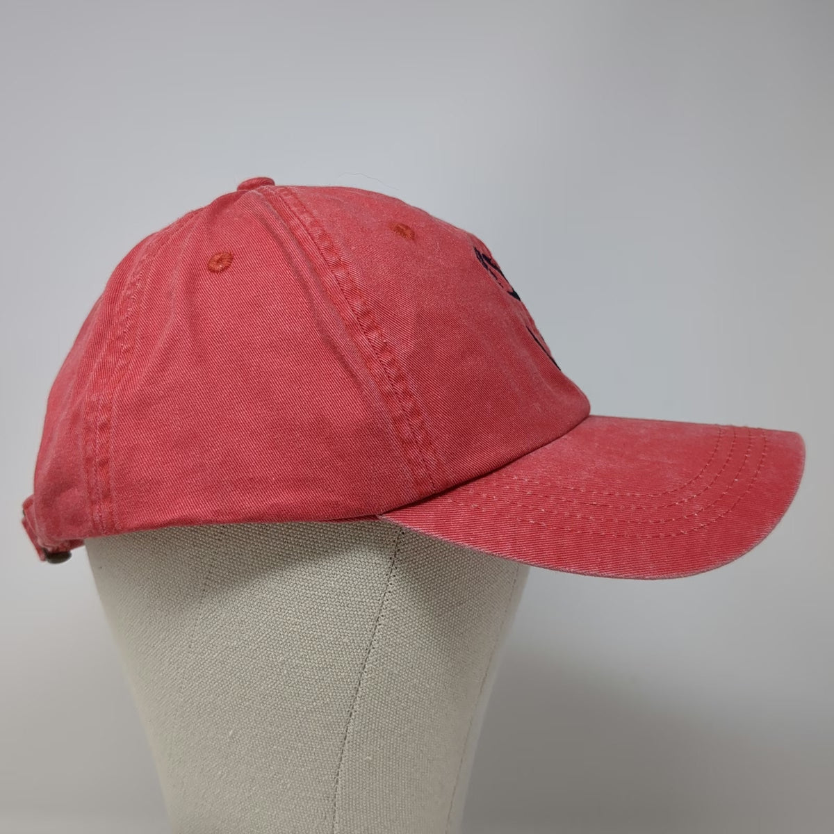 Ahead Baseball Cap Red One Size Fish Hook Logo Cotton Hat Slideback Curved Brim