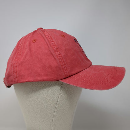 Ahead Baseball Cap Red One Size Fish Hook Logo Cotton Hat Slideback Curved Brim