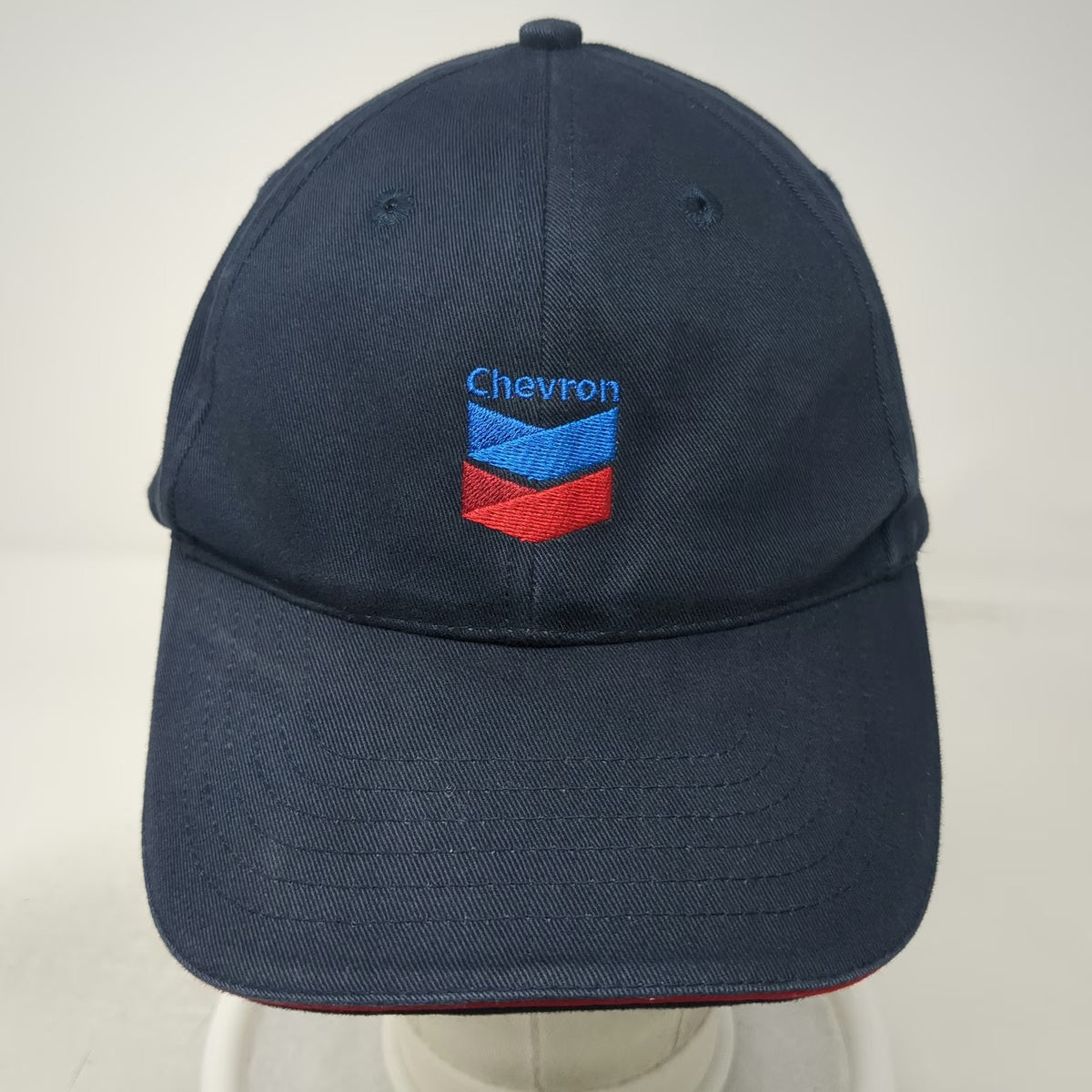 Chevron Baseball Cap Blue Red One Size Slideback Embroidered Logo Buckle Hat