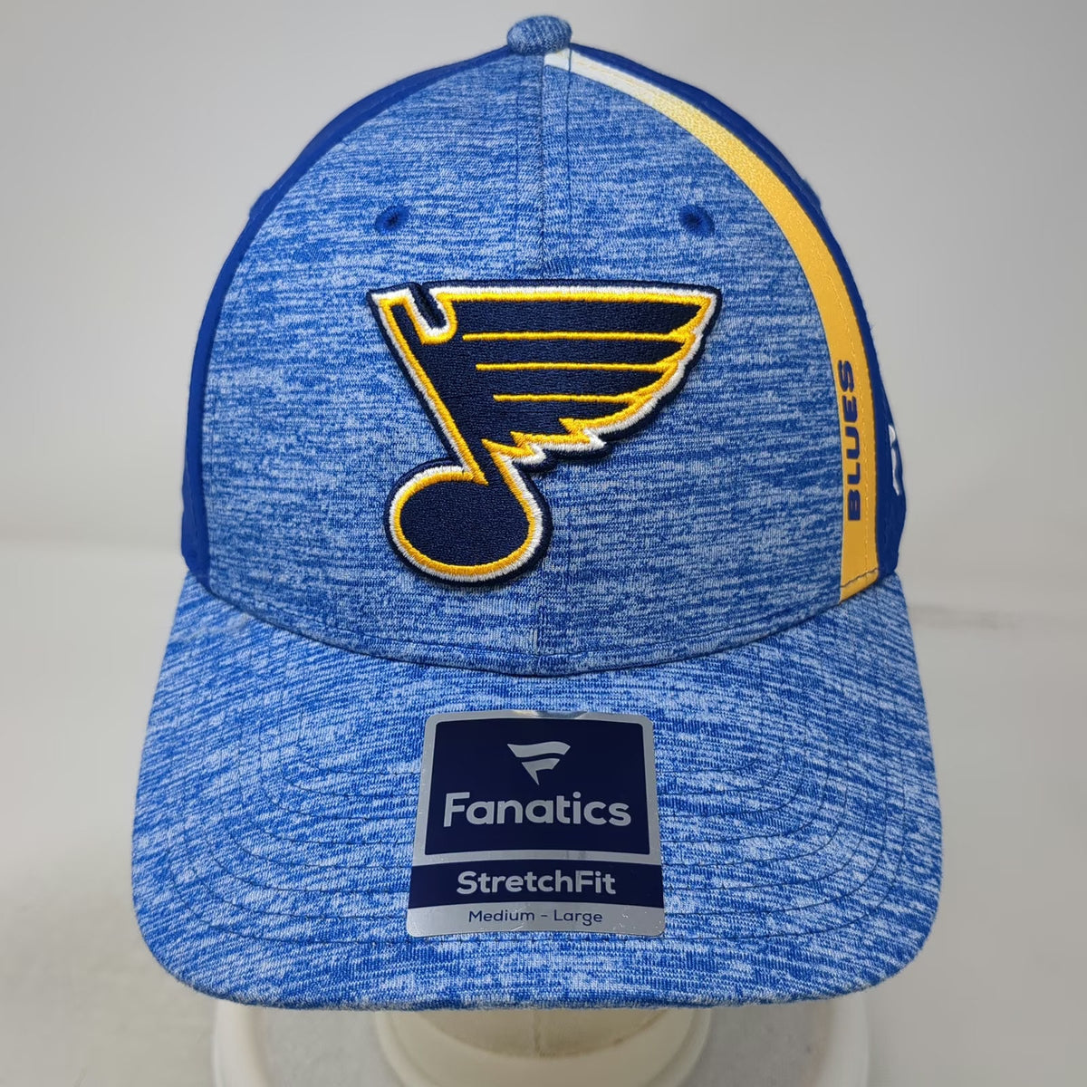 St. Louis Blues NHL Fanatics Cap Blue Yellow L Stretch Fit Flex Curved Brim Hat
