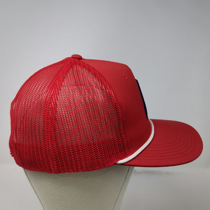 Cap America Trucker Hat Red One Size Demo Day 10th Anniversary USA Flag Brim