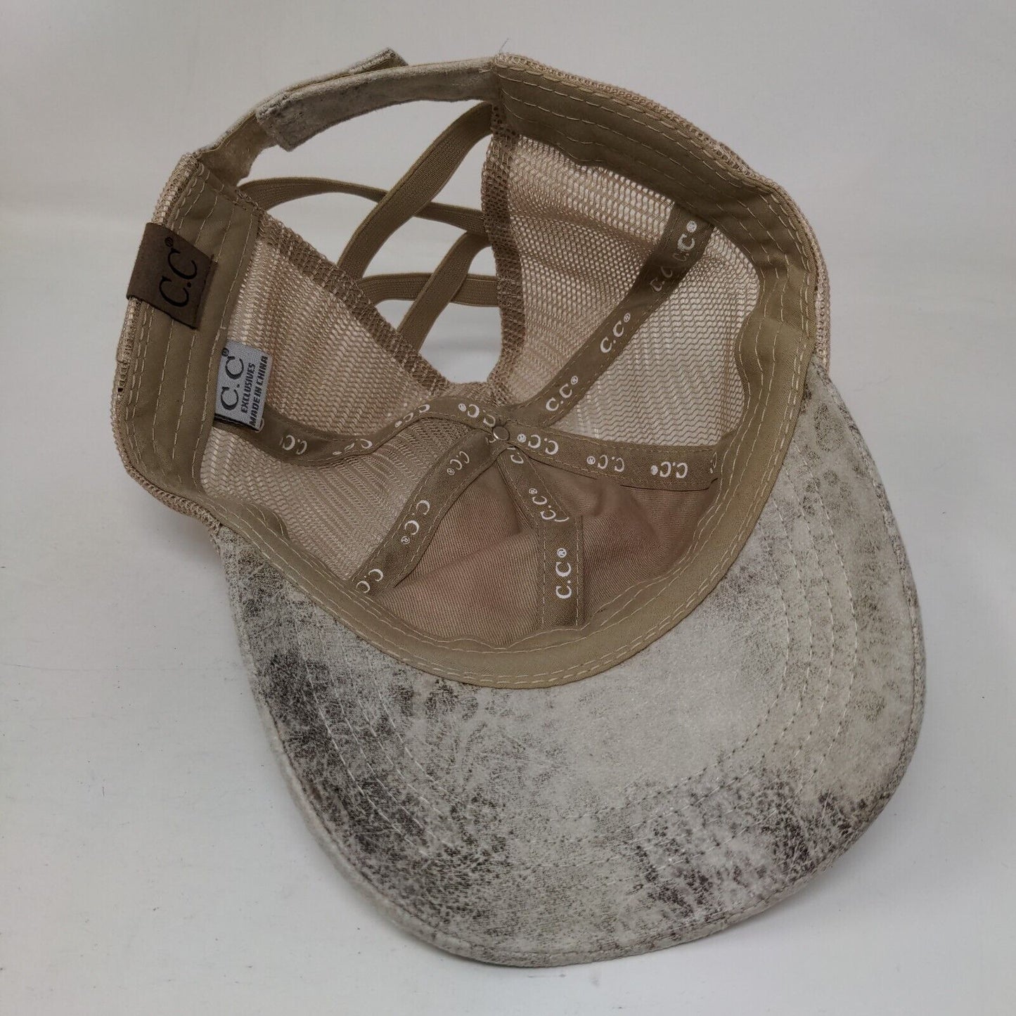 C.C Exclusives Strapback Mesh Back Trucker Hat Multi One Size Ponytail