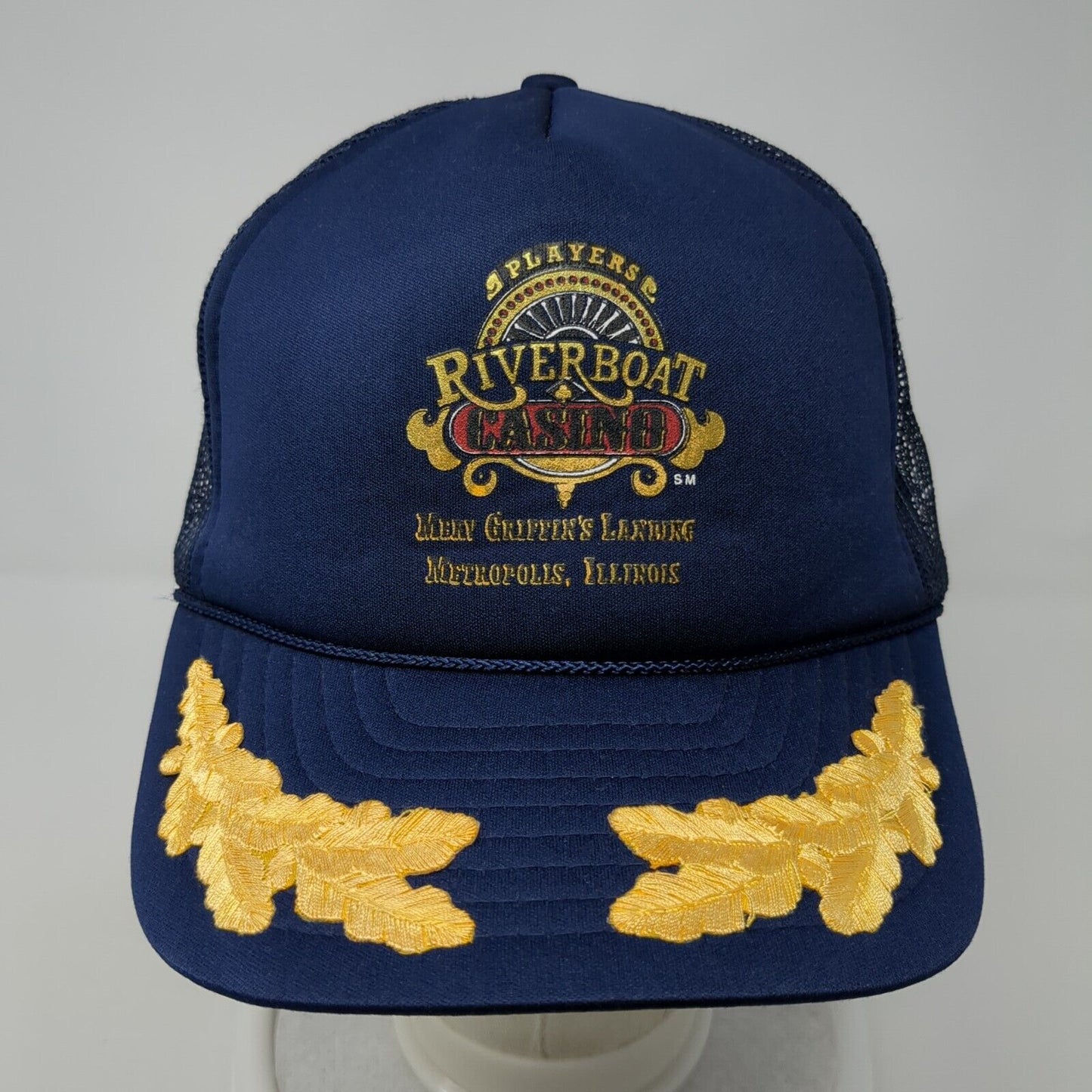 Riverboat Casino Snapback Rope Trucker Hat Blue One Size Mesh Back