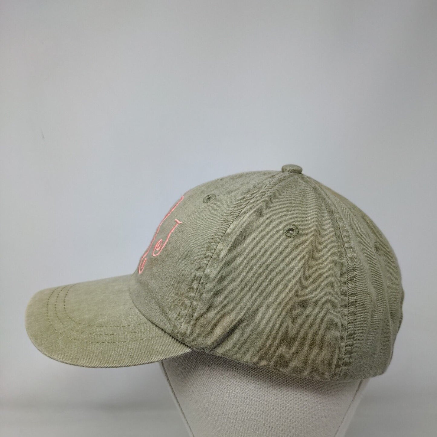 MRJ Slideback Hat Tanish-Green One Size Adjustable Mesh Lined Embroidered Adams