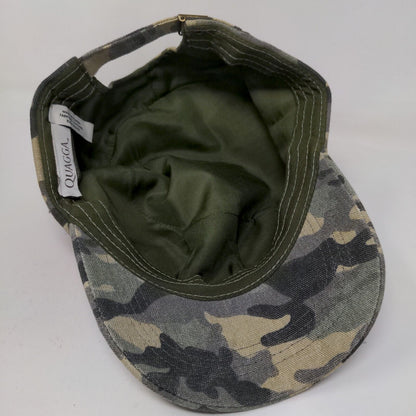 Quagga Women's Military Cadet Cap Green Camo Embroidered Flower Logo