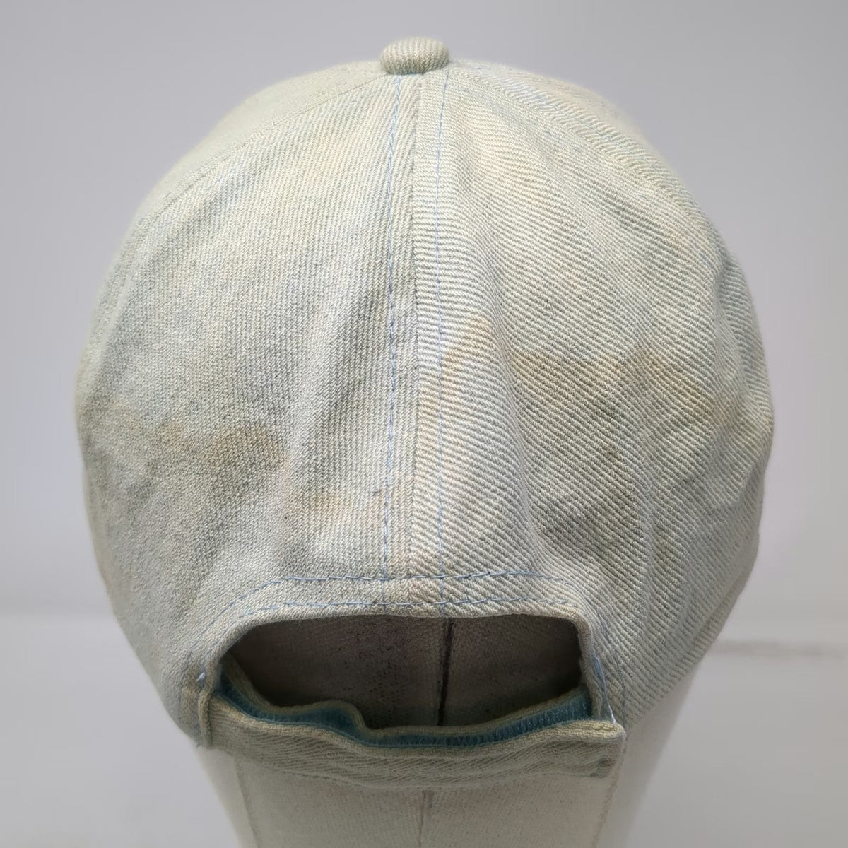 Baseball Cap Blue One Size Floral Cherry Blossom Embroidery Strapback Denim Hat