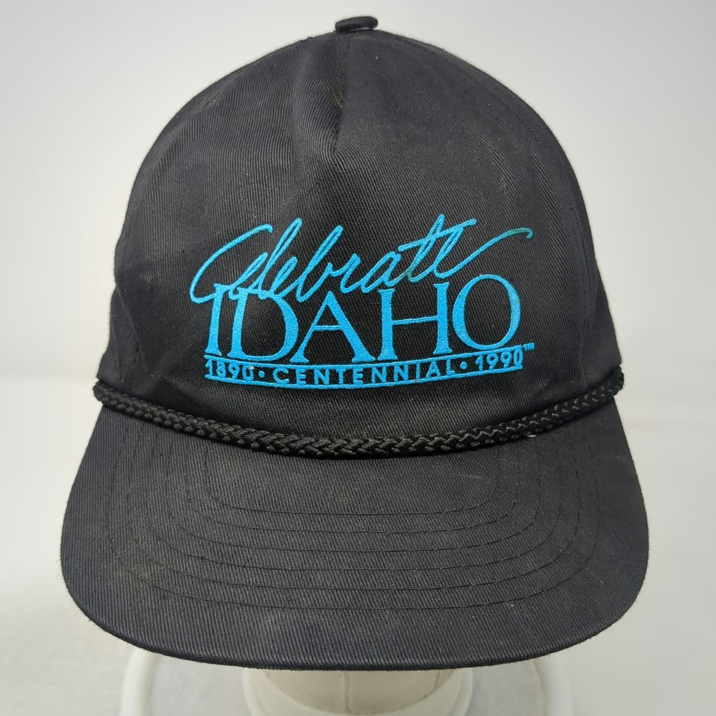 Ama Pro Trucker Black Blue Hat Celebrate Idaho 1890 Centennial Rope Vintage