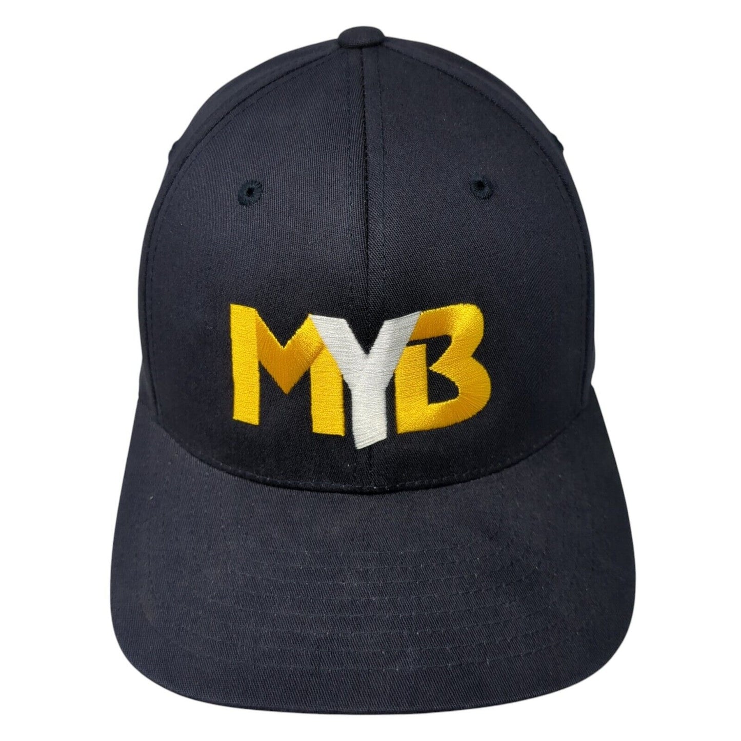 MYB Fitted Hat Blue 6 7/8-7 3/8 Flexfit Embroidered 6 Panel Pacific Headwear