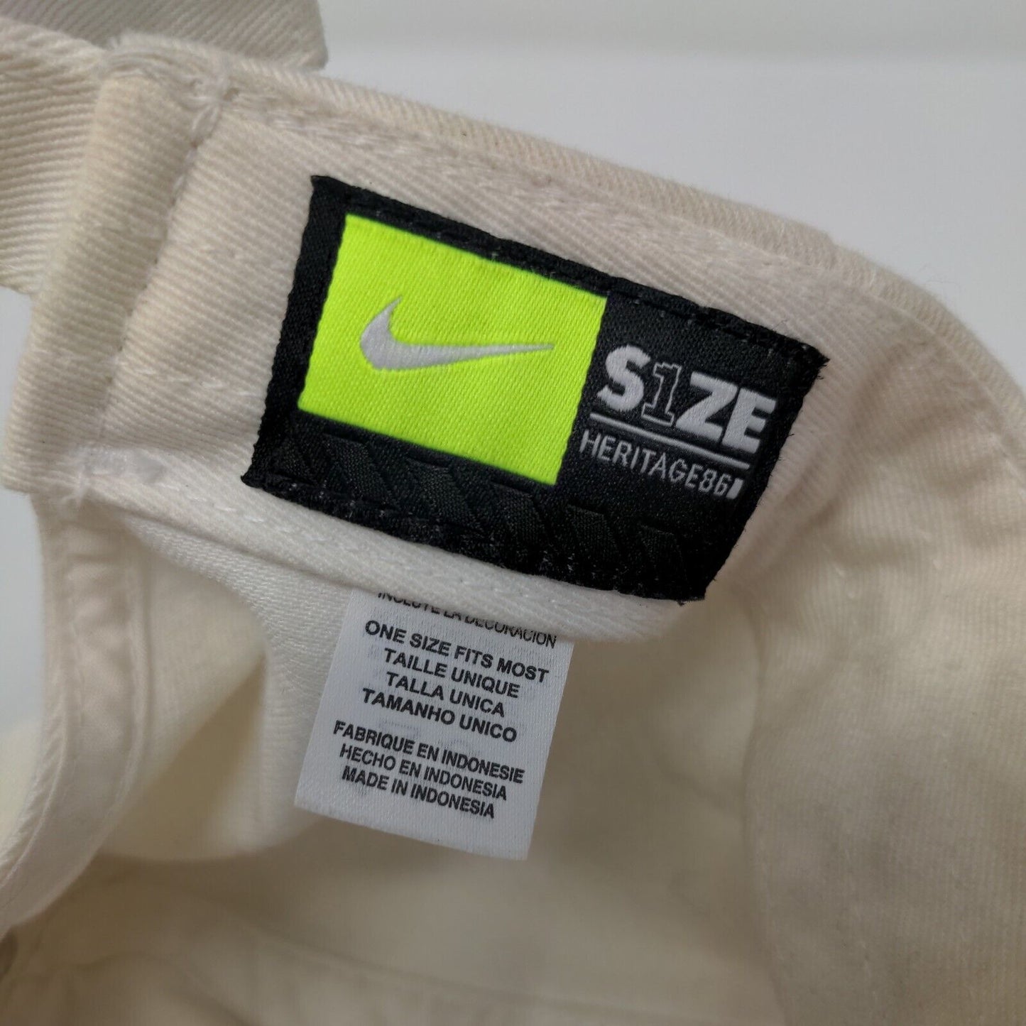 Nike Swoosh Slidebck Hat White OSFM Embroidered 6 Panel Heritage 86